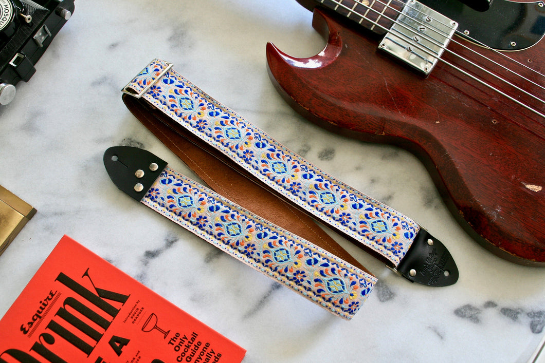 White 'Peacock' Guitar/Bass Hippie Strap